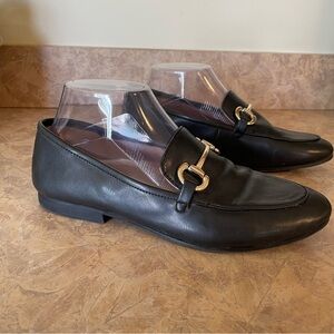 H & M black horse bit flat loafer 8